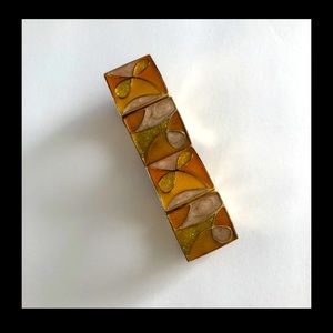 Vintage Enamel Geometric Wide Stretch Bracelet